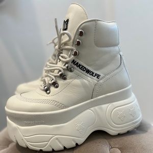 White Naked Wolfe Platform Boot